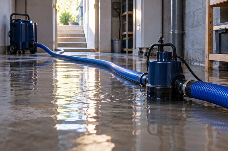 Aspiration des eaux dans un local inondé par Cana Pro Services.